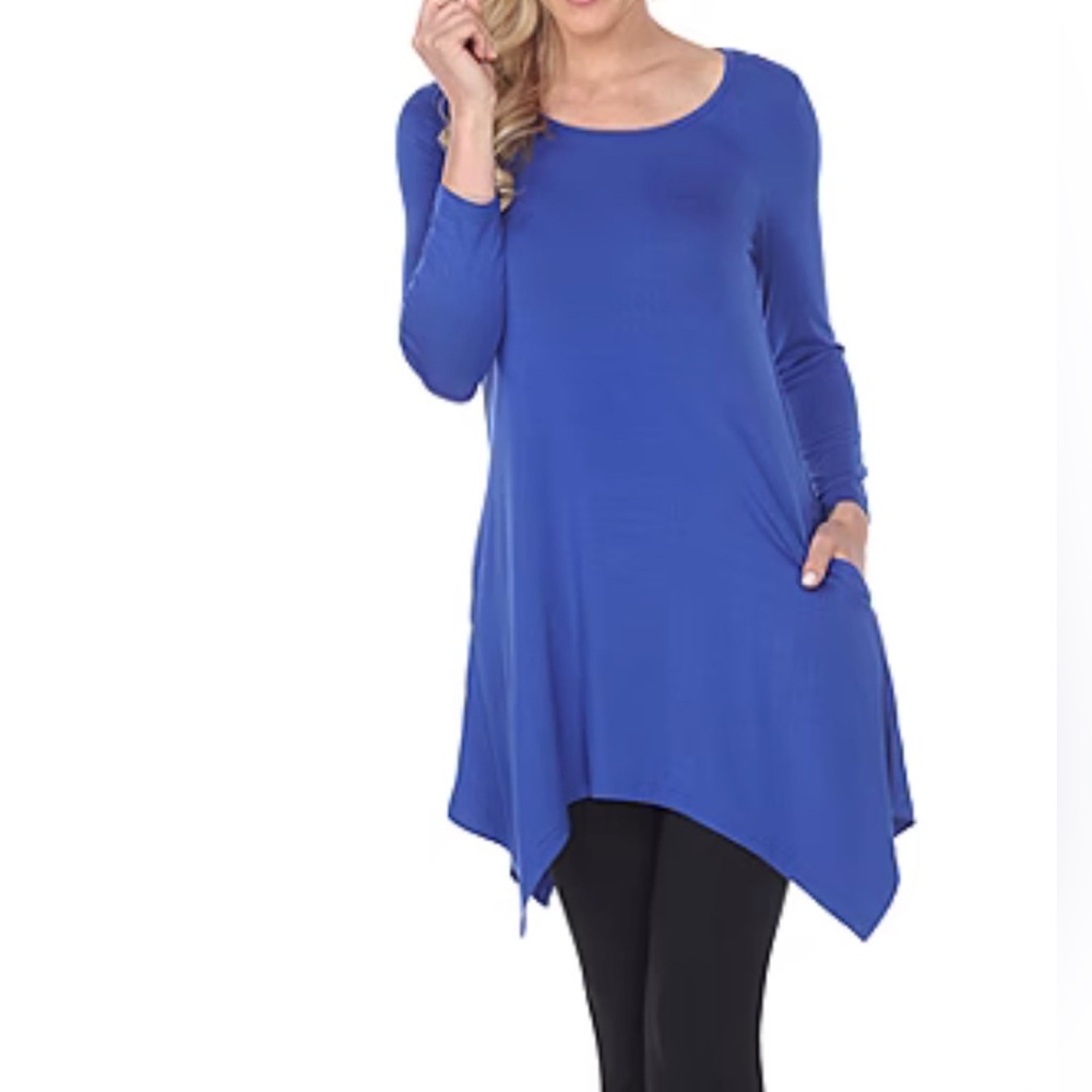 White Mark Women’s Round Neck 3/4 Sleeve Tunic Top